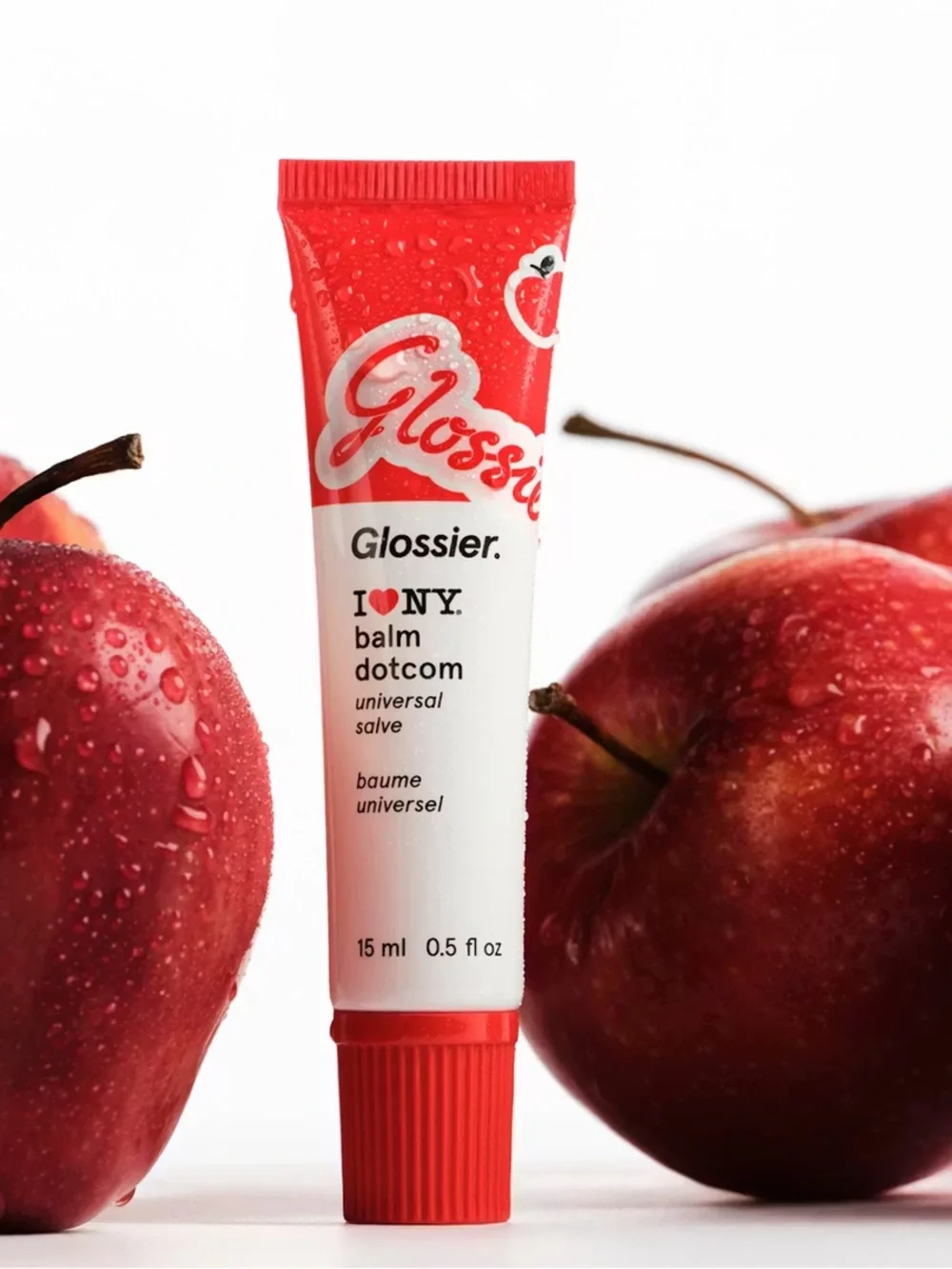 Glossier Balm Dotcom I ❤️ NY Lip Salve — Red & White Tube